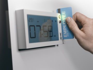 Employee using an automated time-tracking software system.